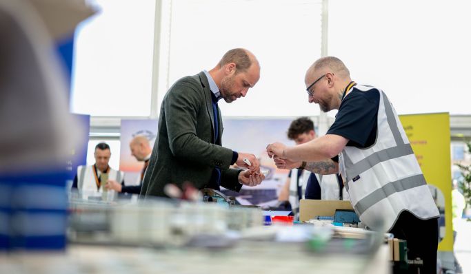 The Prince of Wales visits Sunseeker Skills Academy at Bournemouth and Poole College to highlight progress in Homewards Initiative